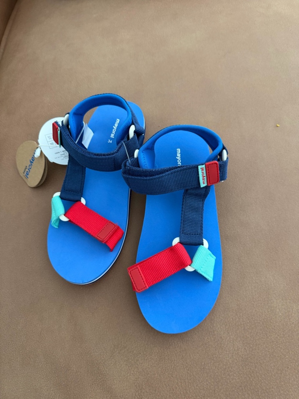 Mayoral Bright Blue Kids Sandals with Red and Teal Straps